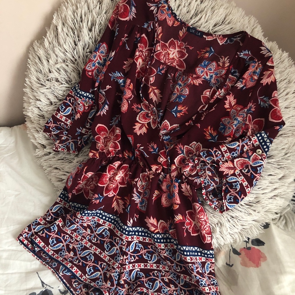 Floral quarter sleeve romper